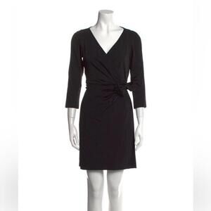 Diane von Furstenberg Black V-Neck Mini Dress